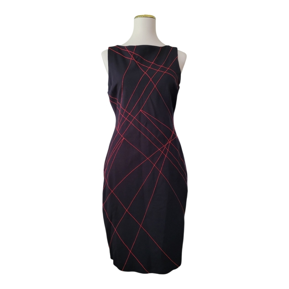 💕CACHE Black and Red Sheath Dress Vintage Y2k Womens Size 10